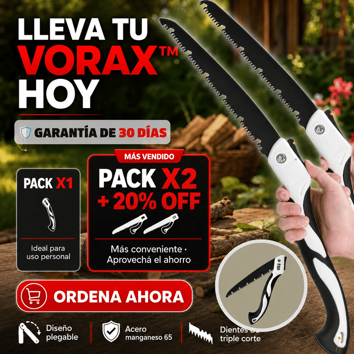 VoraxCut™: ¡PACK X1 -X2! SIERRAS PROFESIONALES EN ACERO 🪚