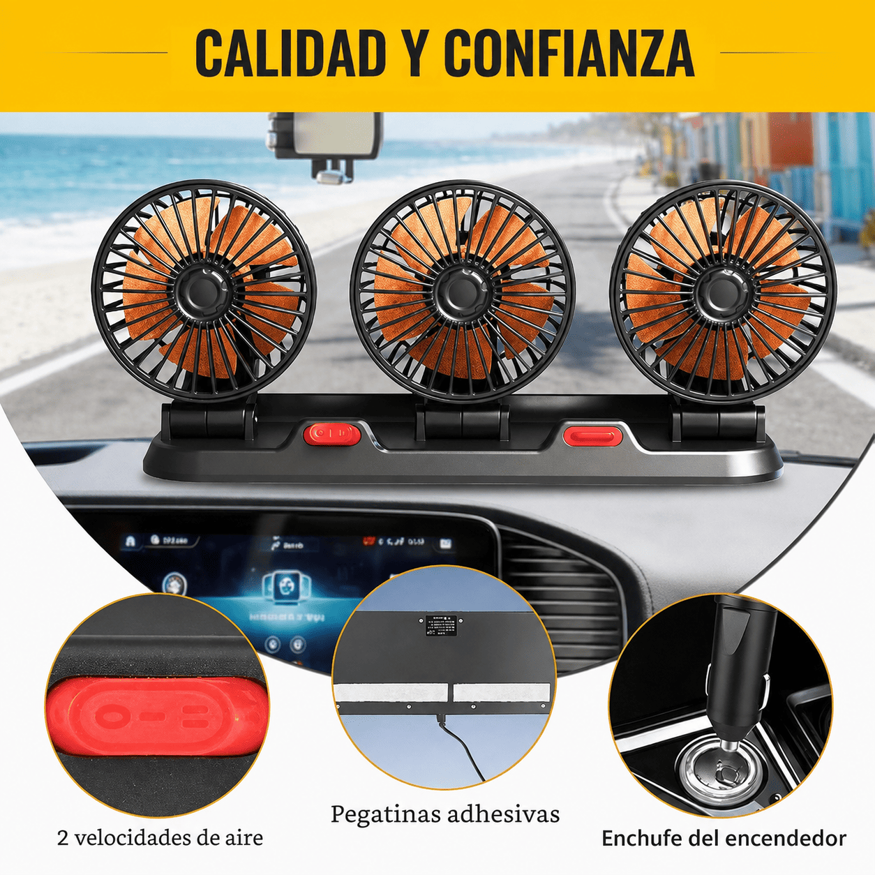 Ventilador Triple para Auto 360°