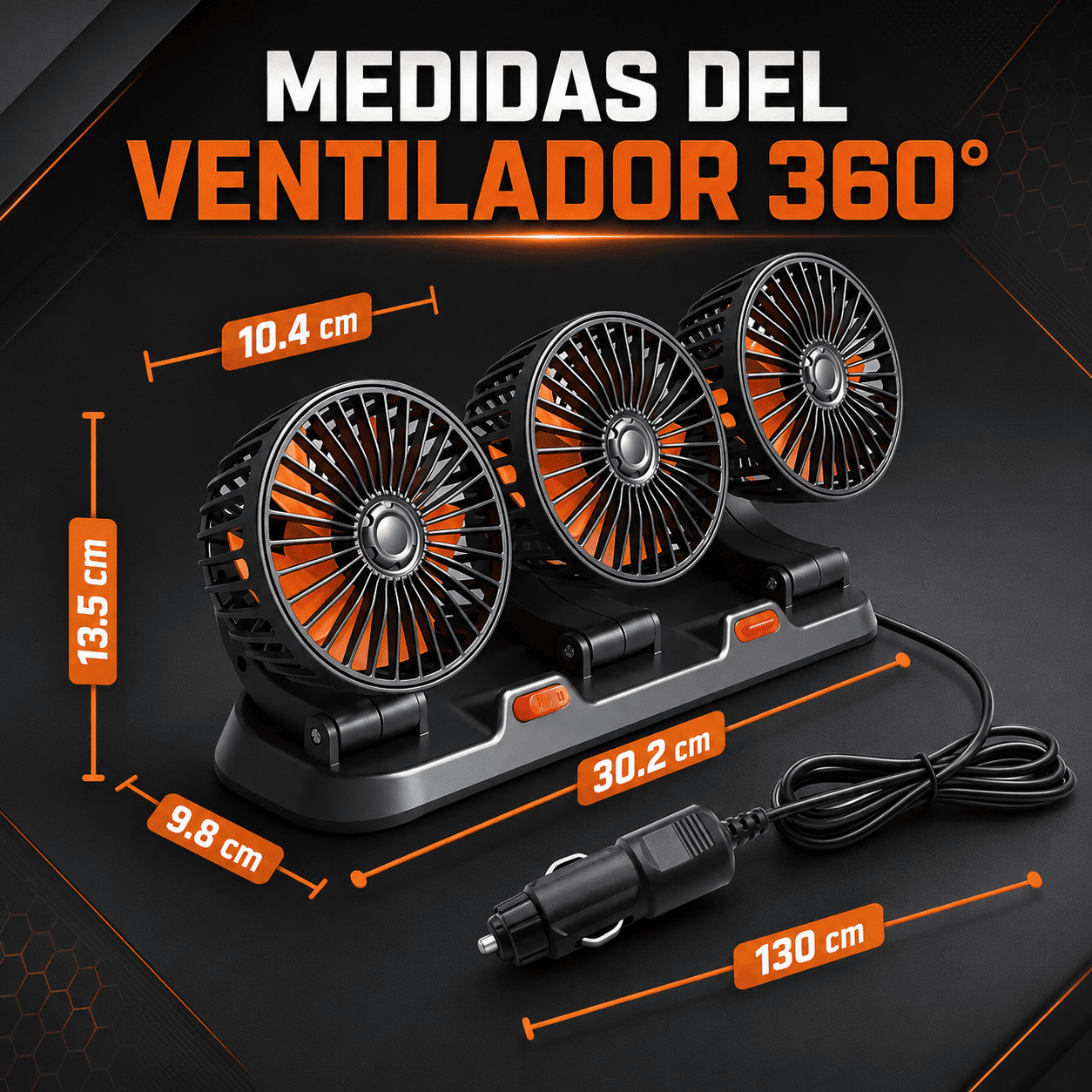 Ventilador Triple para Auto 360°