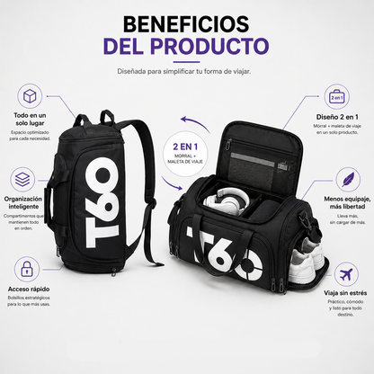 Maleta T60 2 en 1 - Deja de viajar con 2 o 3 bolsos