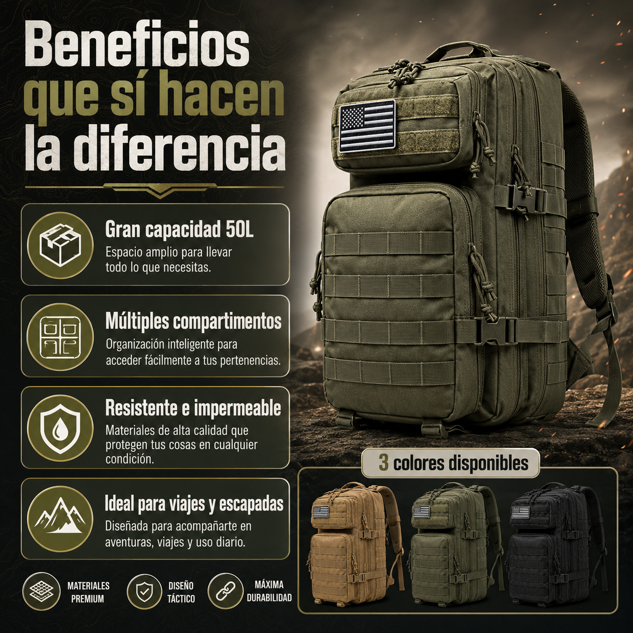 Mochila Militar 50L Deportiva